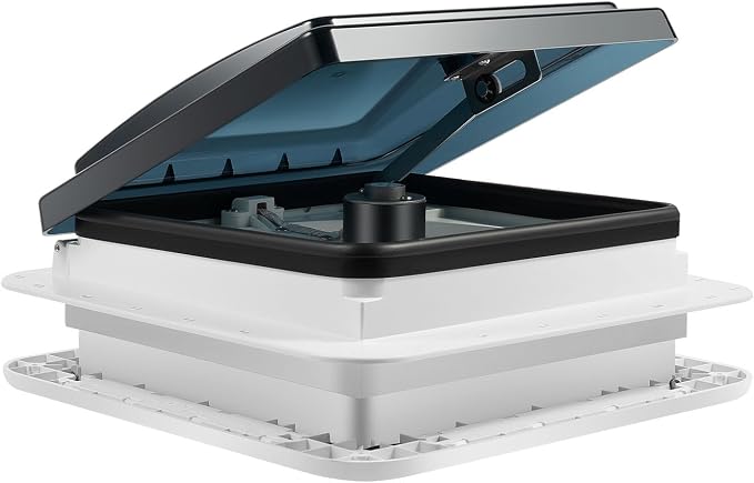 Motorhome Roof Fan 12 V 5 W, Ventilation Fan for Caravan, Roof Fan Motorhome with LED Light and Insect Protection Grille, Roof Hatch Caravan for Motorhome Roof Fan - 28 x 28 cm